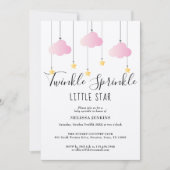 Invitation Jumelé Bébé Parsemer rose Rustique tout en un (Devant)