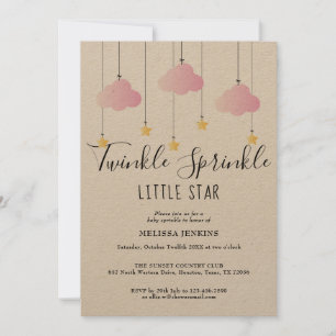 Invitation Jumelé Bébé Parsemer rose Rustique tout en un