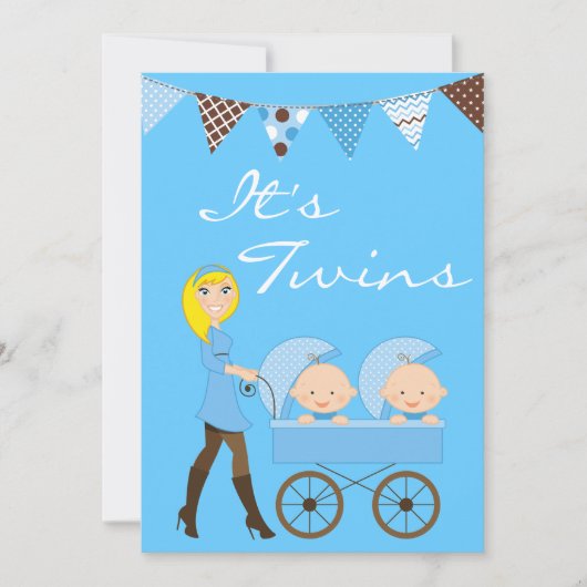 Invitation jumelle blonde de baby shower de (Devant)