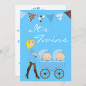 Invitation jumelle blonde de baby shower de (Devant / Derrière)
