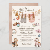 Invitation jumelle Cowgirl et Cowboy (Devant / Derrière)