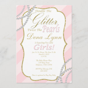 Invitation jumelle de baby shower de filles