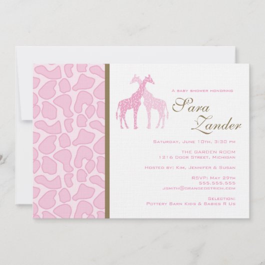 Invitation jumelle de baby shower de girafes - (Devant)