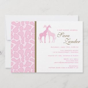 Invitation jumelle de baby shower de girafes -