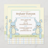 Invitation jumelle de baby shower de lapins de (Devant / Derrière)