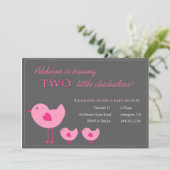 Invitation jumelle de baby shower de poussins (Debout devant)