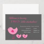 Invitation jumelle de baby shower de poussins (Devant / Derrière)
