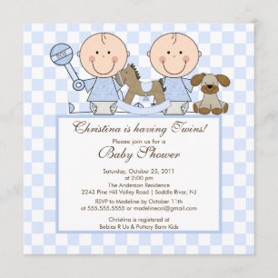 Invitation jumelle douce de baby shower de jumeaux