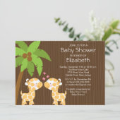 Invitation jumelle neutre de baby shower de girafe (Debout devant)