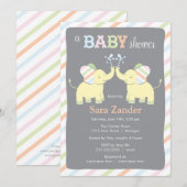 Invitation jumelle neutre de baby shower des (Devant / Derrière)