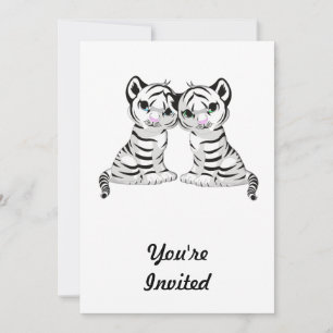 Invitation Jumelles blanches de Tigre