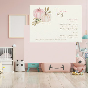 Invitation Jumelles Cream Blush Twins Little Pumpkins Baby Sh