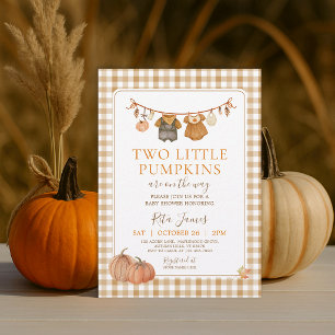 Invitation Jumelles Deux Petits Citrouilles Boho Automne Baby