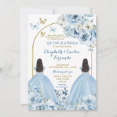 Invitation Jumelles Dusty Blue Mexicaines Quinceañera Princes (Devant)