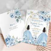 Invitation Jumelles Dusty Blue Mexicaines Quinceañera Princes