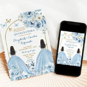Invitation Jumelles Dusty Blue Mexicaines Quinceañera Princes