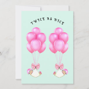 Invitation Jumelles Filles Baby Shower