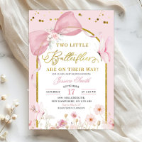 Jumelles Fushia Rose Coquette Papillon Baby Shower
