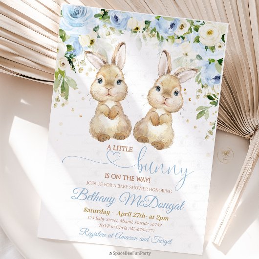 Invitation Jumelles lapin shower bébé