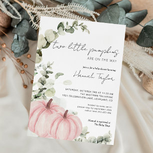 Invitation Jumelles Little Pumpkin Rose Fille Baby Shower Aut