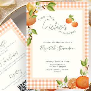 Invitation Jumelles Mignonnes Bébé Fête Prénatale Double Face