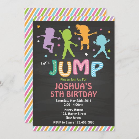 Invitation Jump Anniversaire (Devant / Derrière)