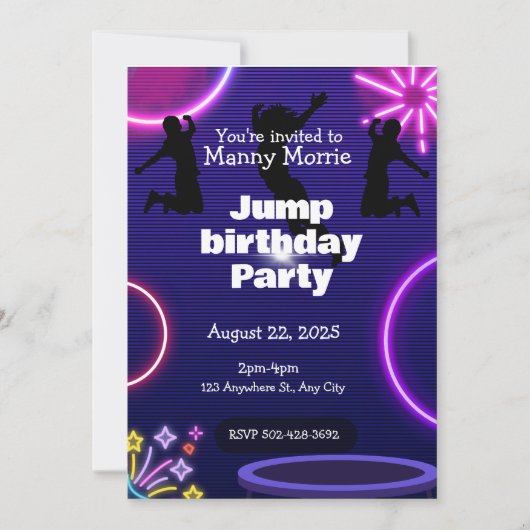 Invitation Jump anniversaire fête (Devant)