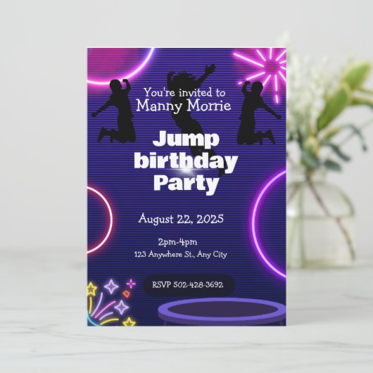 Invitation Jump anniversaire fête (Debout devant)