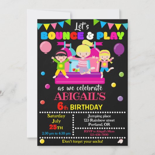 Invitation Jump anniversaire fille invitation de l (Devant)