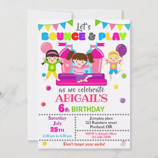 Invitation Jump anniversaire fille invitation de l (Devant)