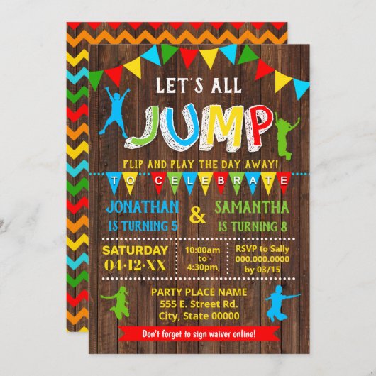 Invitation Jump anniversaire trampoline bonjour (Devant / Derrière)