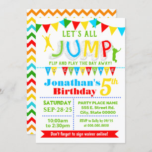 Invitation Jump anniversaire trampoline bonjour maison