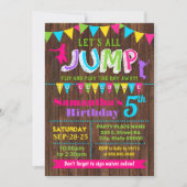 Invitation Jump anniversaire trampoline bonjour maison rose f (Devant)