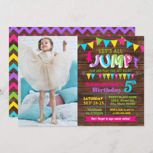 Invitation Jump anniversaire trampoline bonjour maison rose f