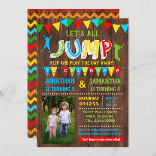 Invitation Jump anniversaire trampoline combiné photo