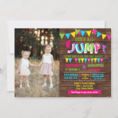 Invitation Jump anniversaire trampoline combiné rose (Devant)