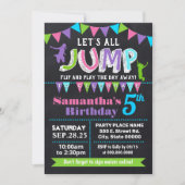 Invitation Jump anniversaire trampoline pink babyfoot (Devant)