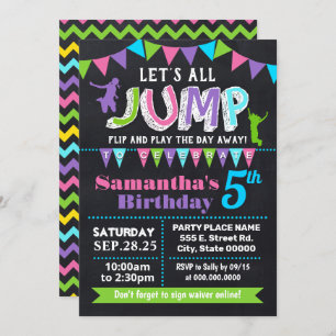 Invitation Jump anniversaire trampoline pink babyfoot
