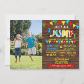 Invitation Jump anniversaire trampoline rebond fête combinée (Devant)