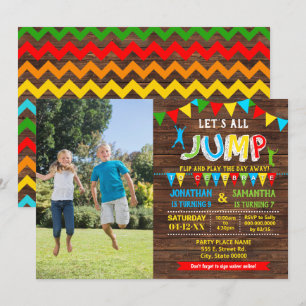 Invitation Jump anniversaire trampoline rebond fête combinée