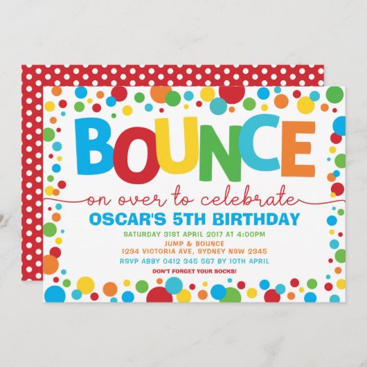 Invitation Jump Birthday Bounce House Trampoline Party (Devant / Derrière)