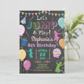Invitation Jump Birthday Chalkboard Kid Trampoline Party (Debout devant)