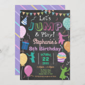 Invitation Jump Birthday Chalkboard Kid Trampoline Party (Devant / Derrière)