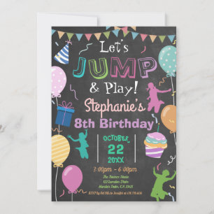 Invitation Jump Birthday Chalkboard Kid Trampoline Party