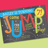 Invitation Jump Birthday Party - Bright on Chalkboard