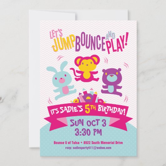 Invitation Jump Bounce Jouer aux gonflables Anniversaire (Devant)