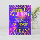 Invitation Jump Bounce Neon Pink Trampoline Anniversaire (Debout devant)