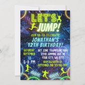 Invitation Jump Bounce Neon Trampoline Park Anniversaire (Devant)