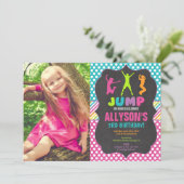 Invitation Jump bounce trampoline fête d'anniversaire photo (Debout devant)