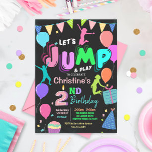 Invitation Jump Bounce Trampoline Party Anniversaire Invitati
